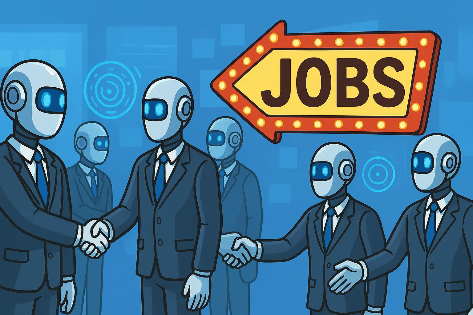The AI Recruitment Crisis - Robot and human hands reaching toward each other